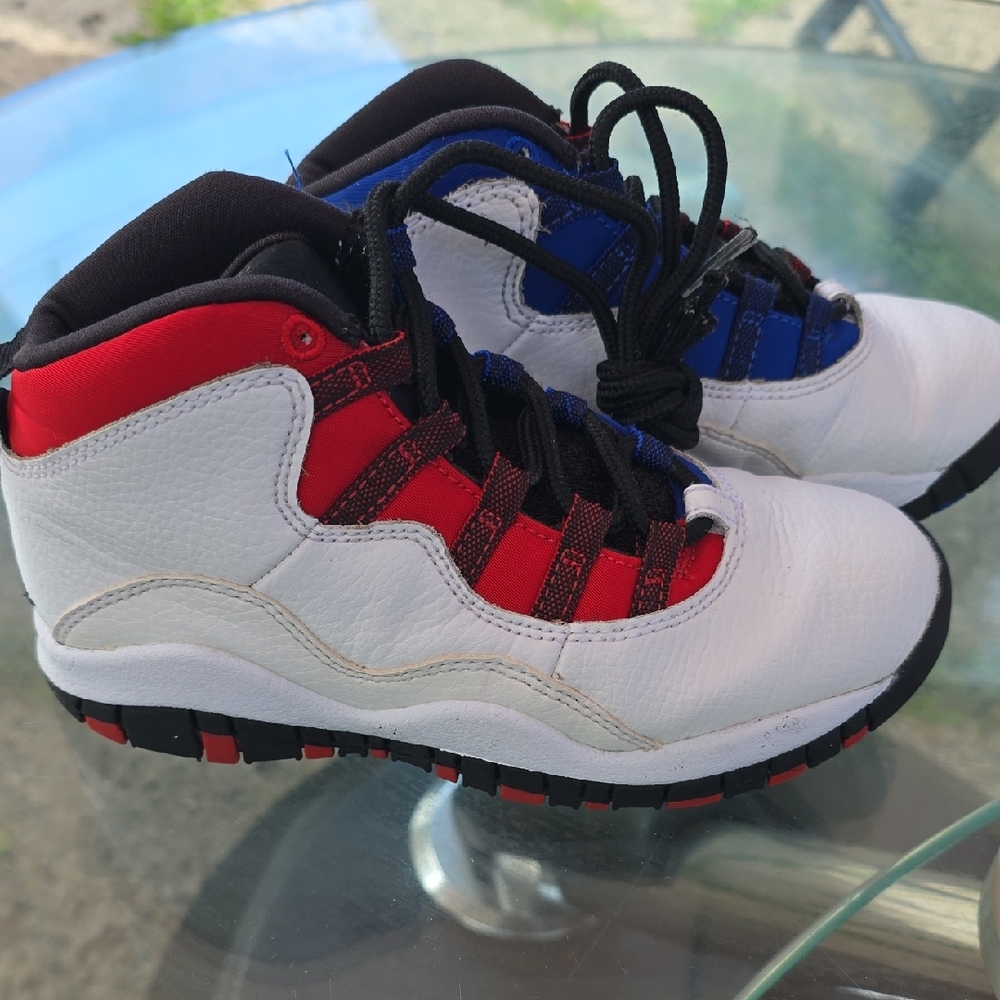 Air Jordan 10 Retro Westbook / Olympians White Red Blue Sneakers - Kids Size 12C